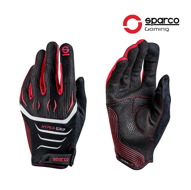 Sparco Sim Gloves - HYPERGRIP - Black/Red | 