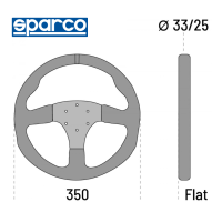 Sparco Steering Wheel - R350 - Black Suede - No Button